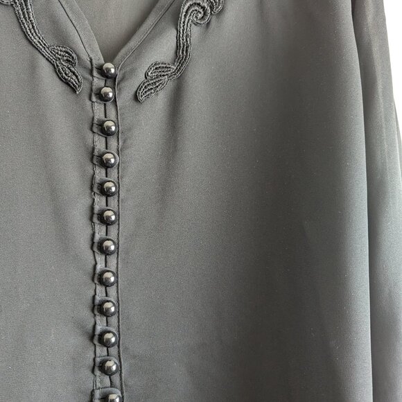 Vintage Black Blouse with Button Detail - Picture 6 of 7